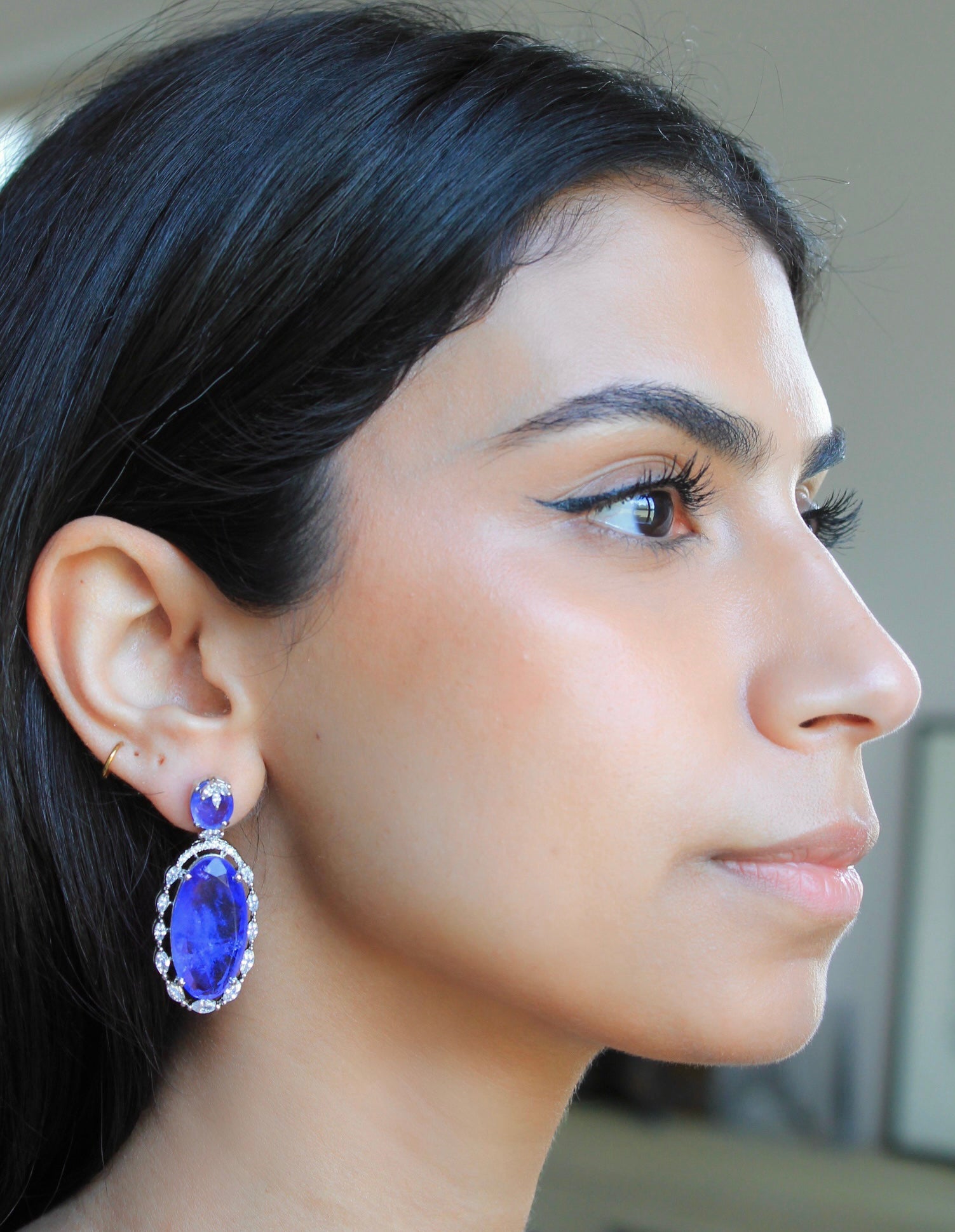 Purple Crushed Halo Earrings