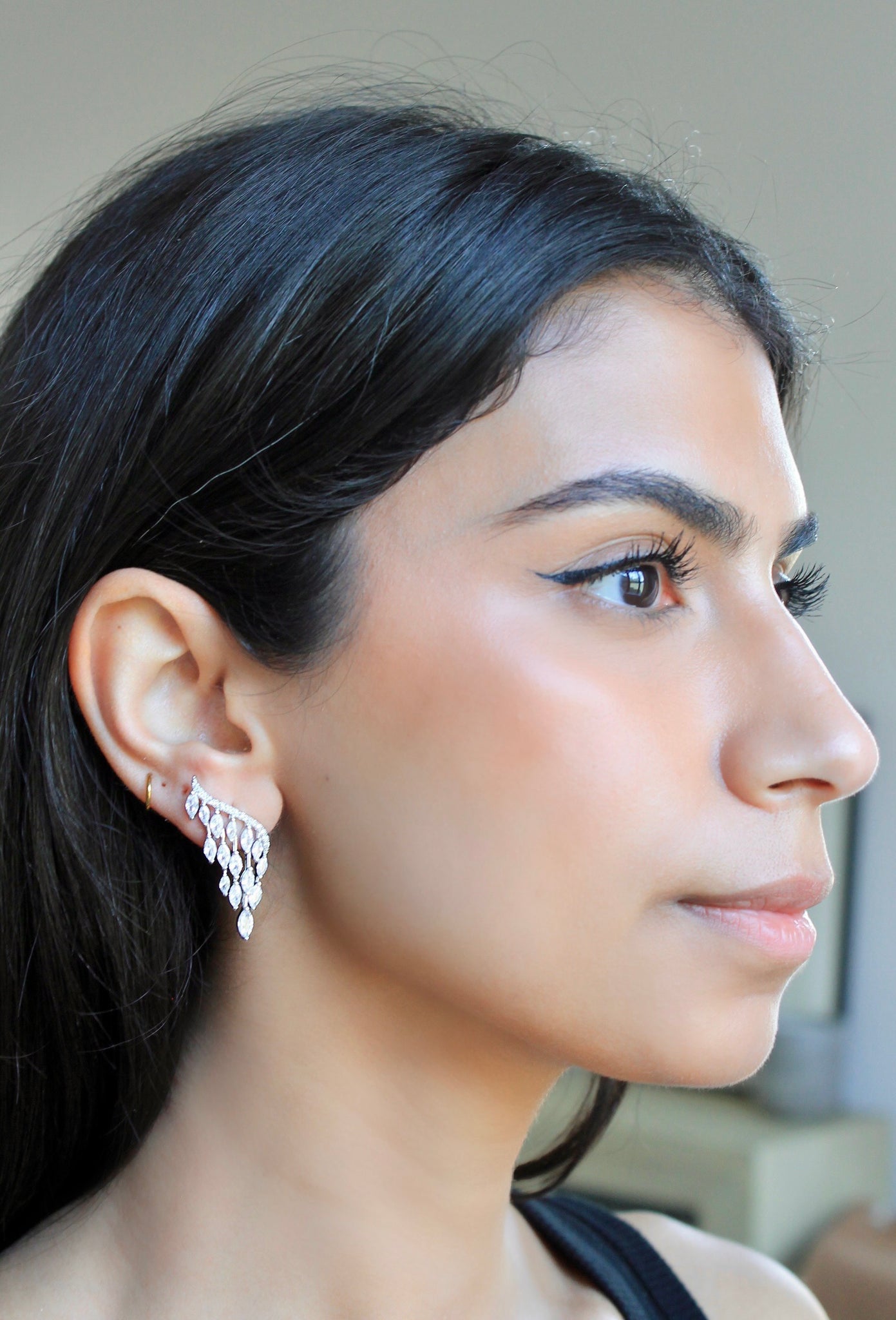 Diamondesque Marquis Sideway Earrings