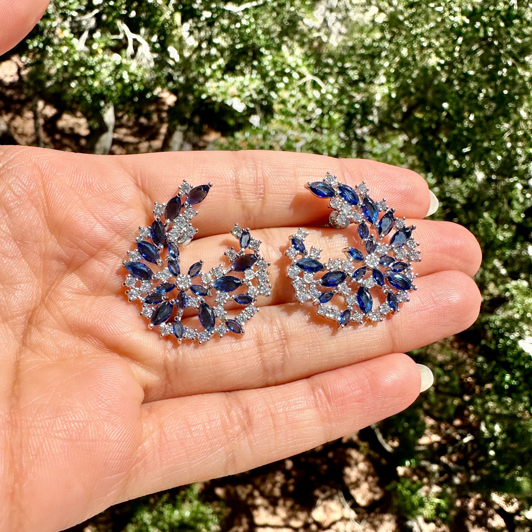 Diamondesque Swirl Sapphire Earrings