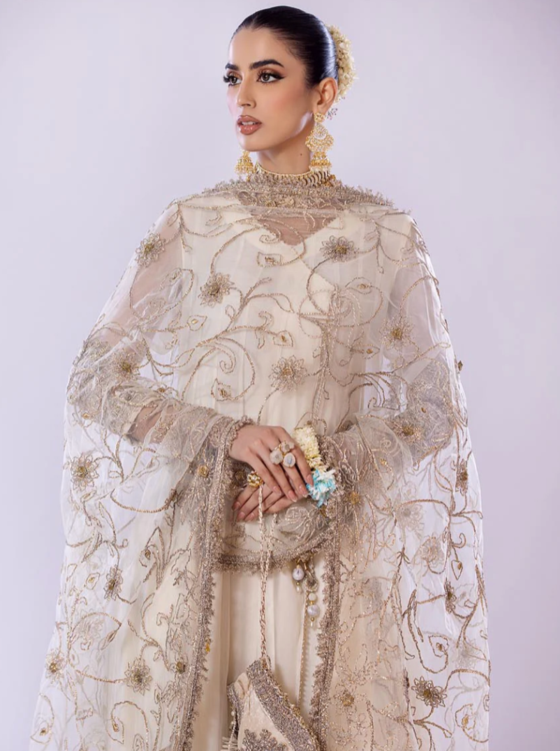Ivory & Gold Angarkha Sharara Formal