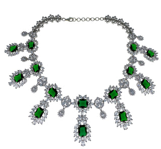 Emerald princess cut necklace front view