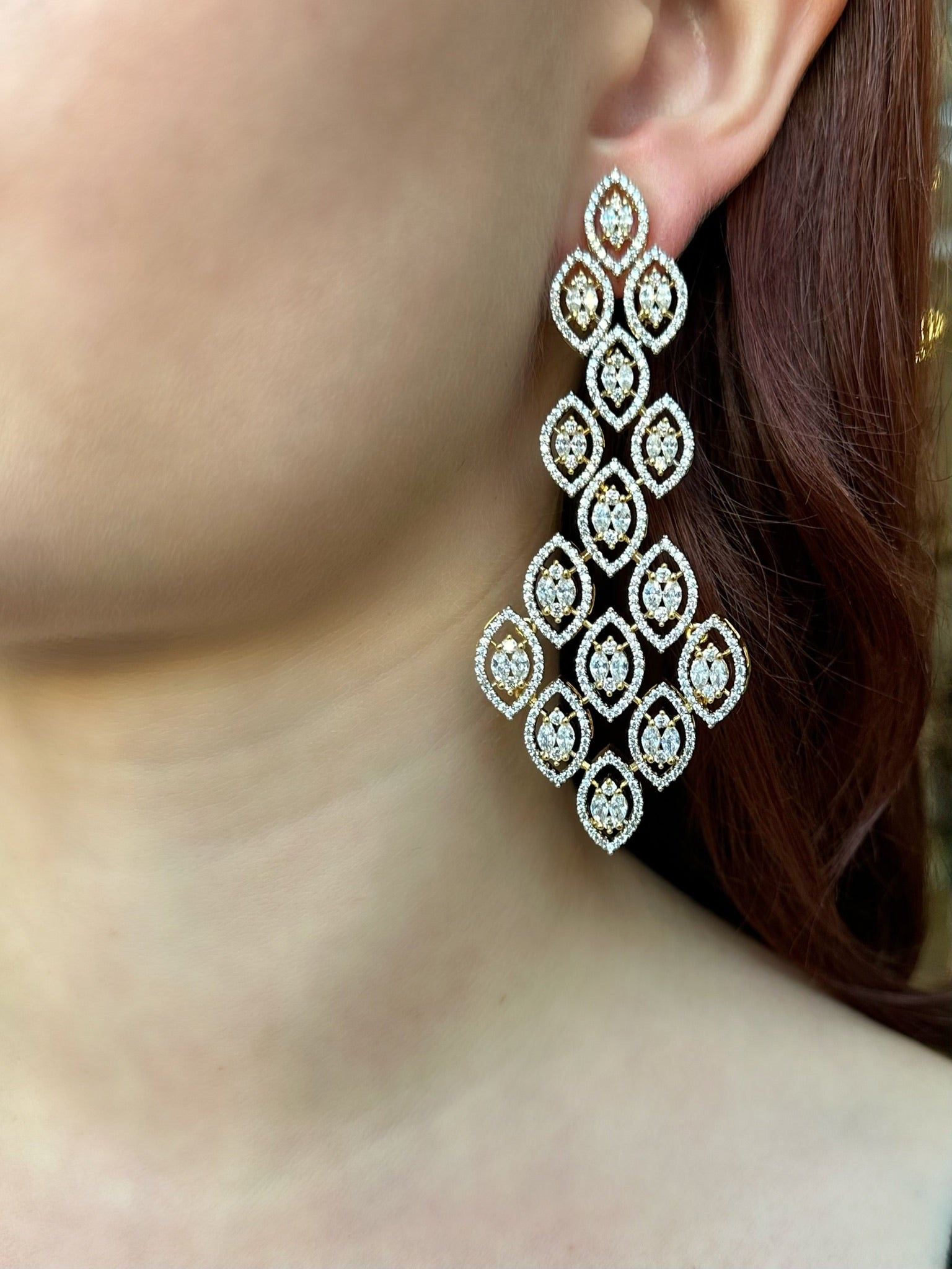 Gold Marquis Diamondesque Earrings
