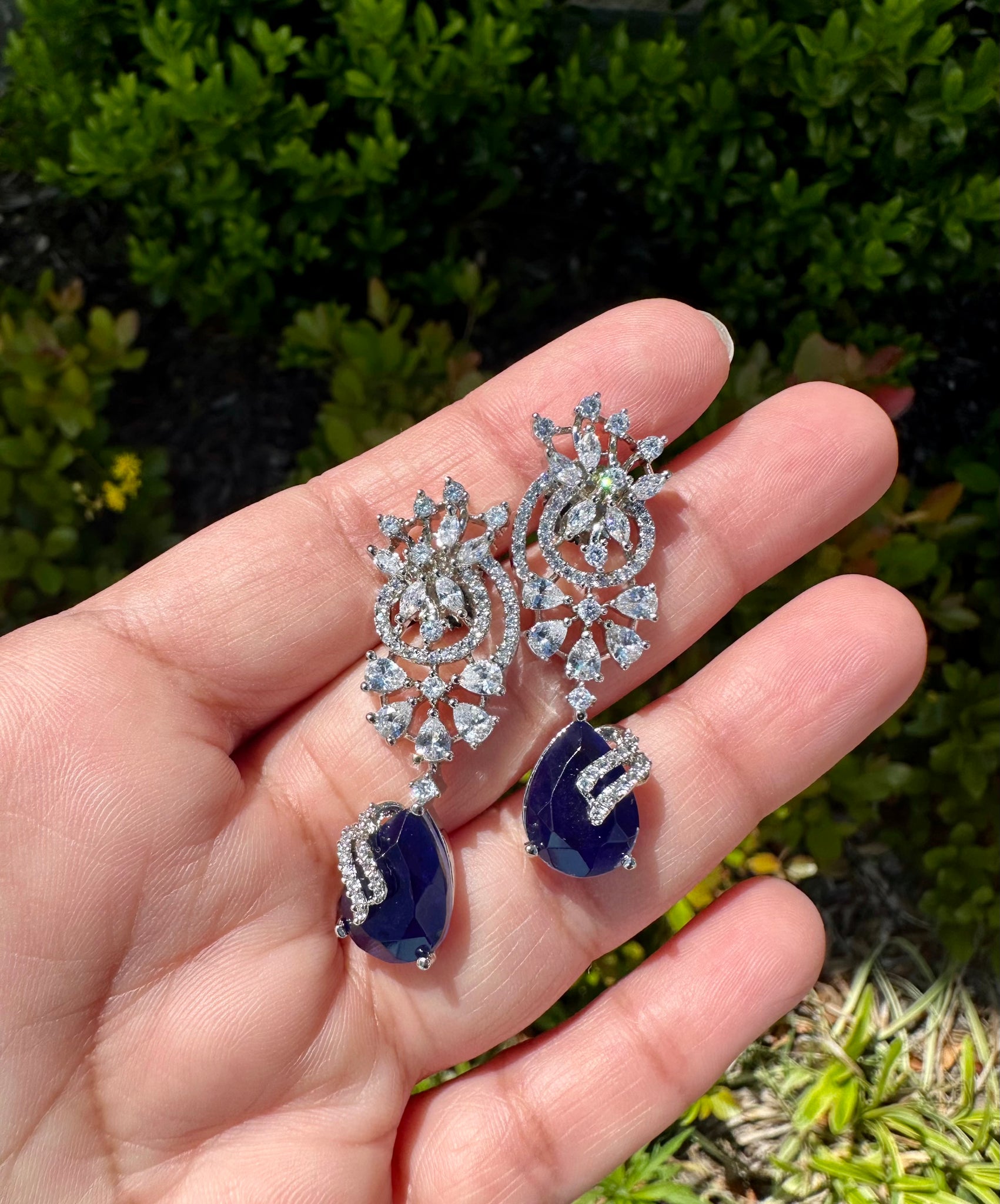 Diamondesque Sapphire Drop Earrings