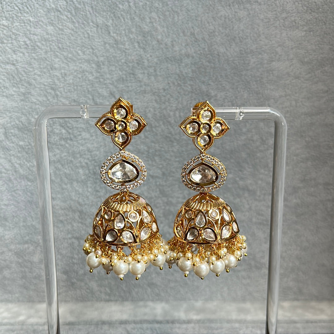 Uncut Kundan Jhumka Earrings