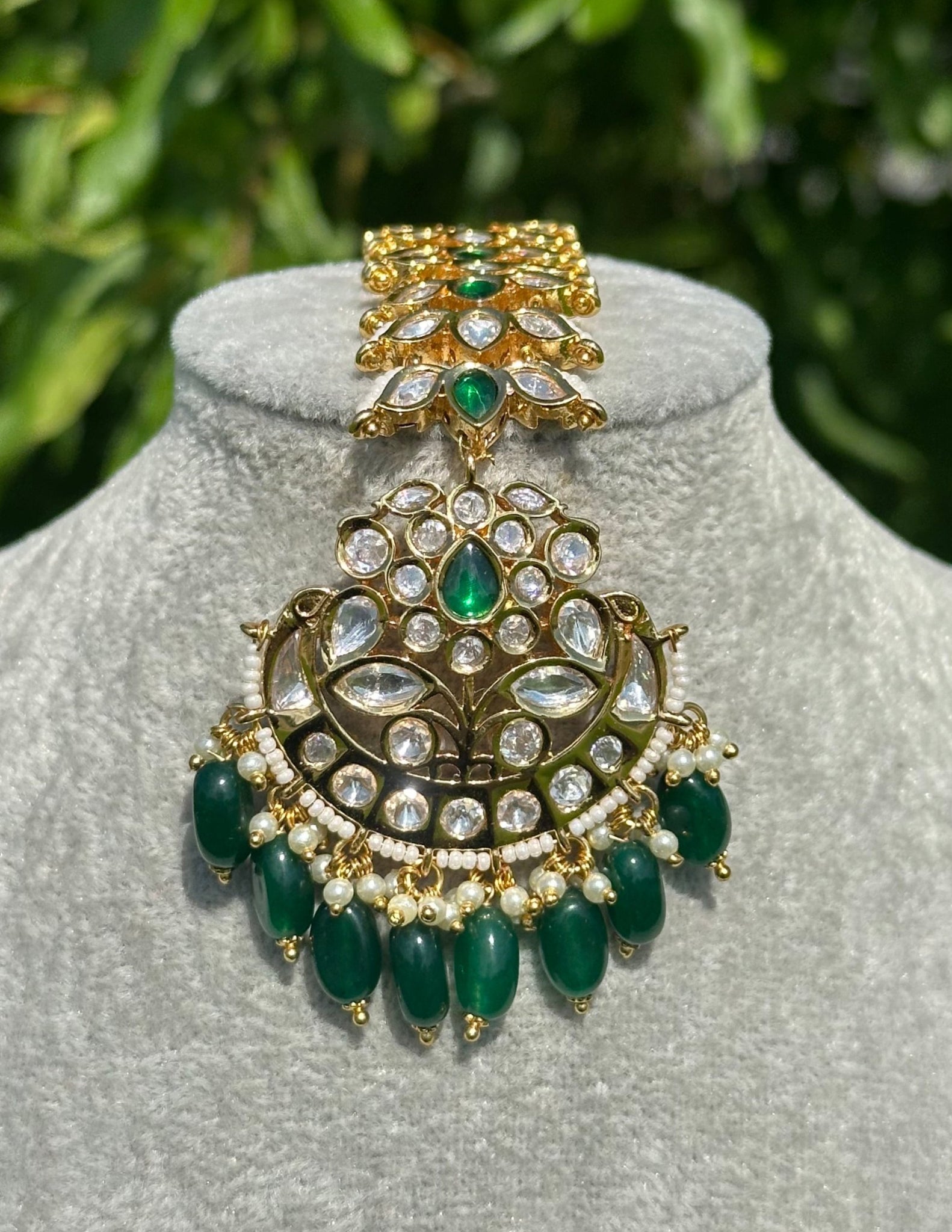 Emerald Green Kundan Medallion Tikka