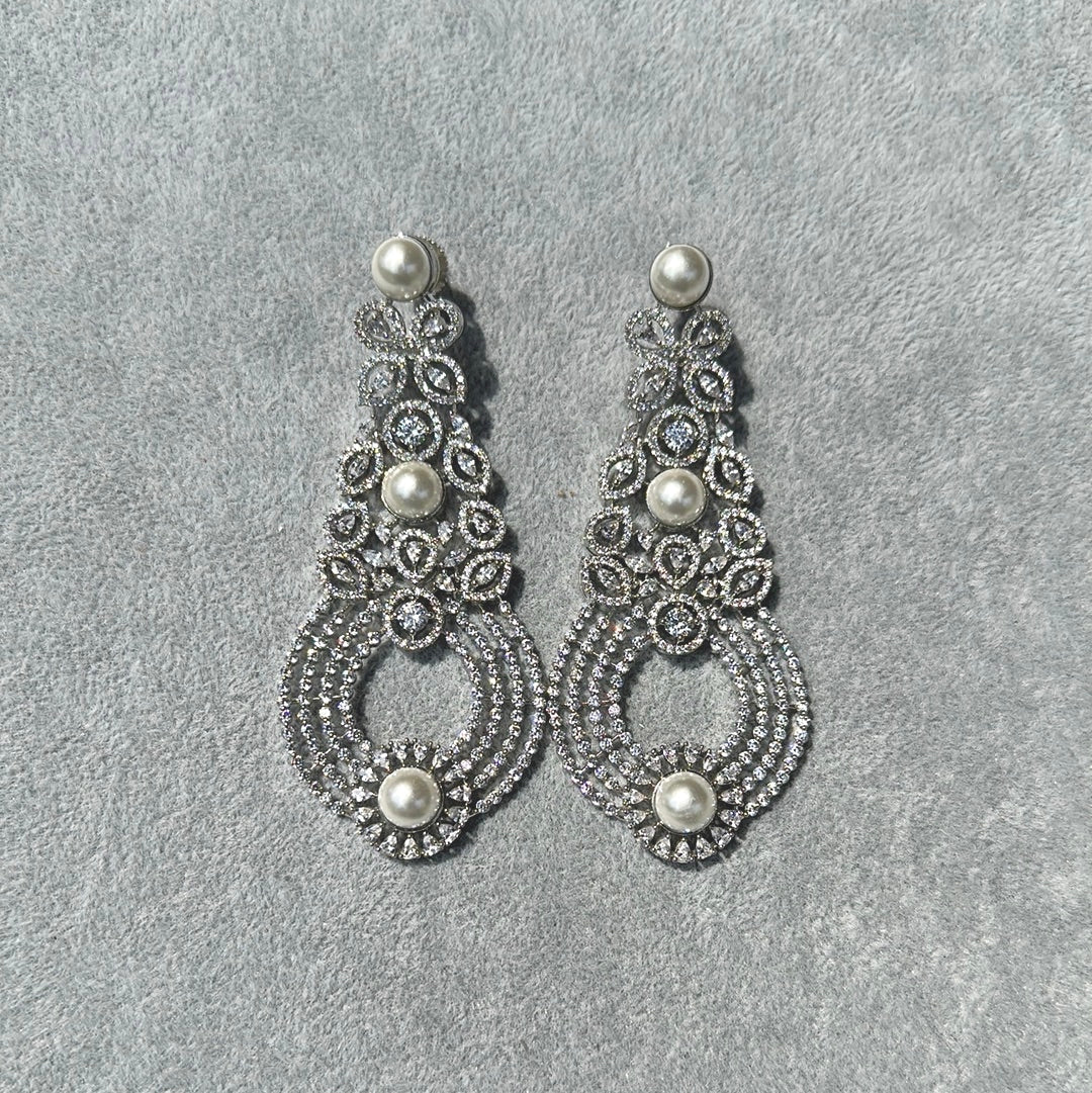 Diamondesque Circle & Pearl Earrings