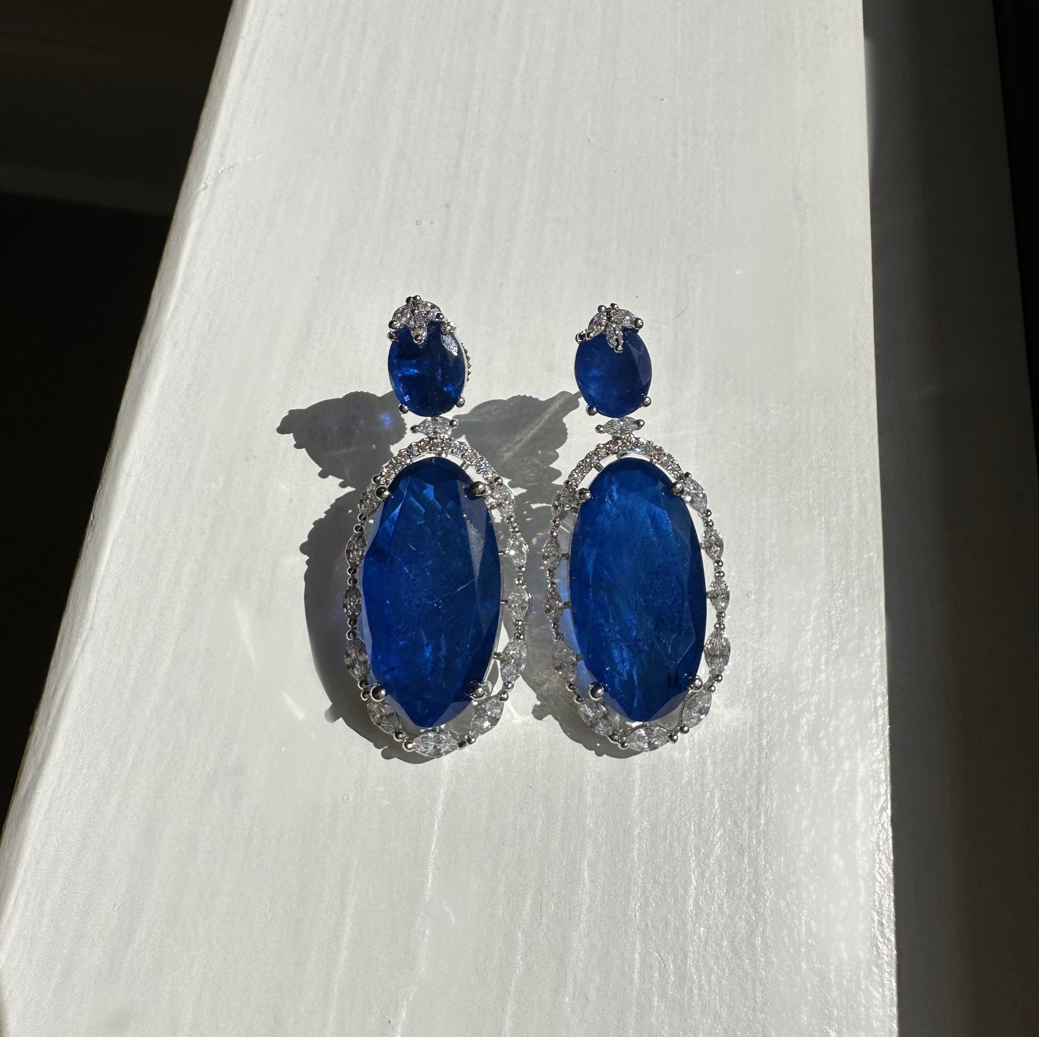 Blue Crushed Halo Earrings