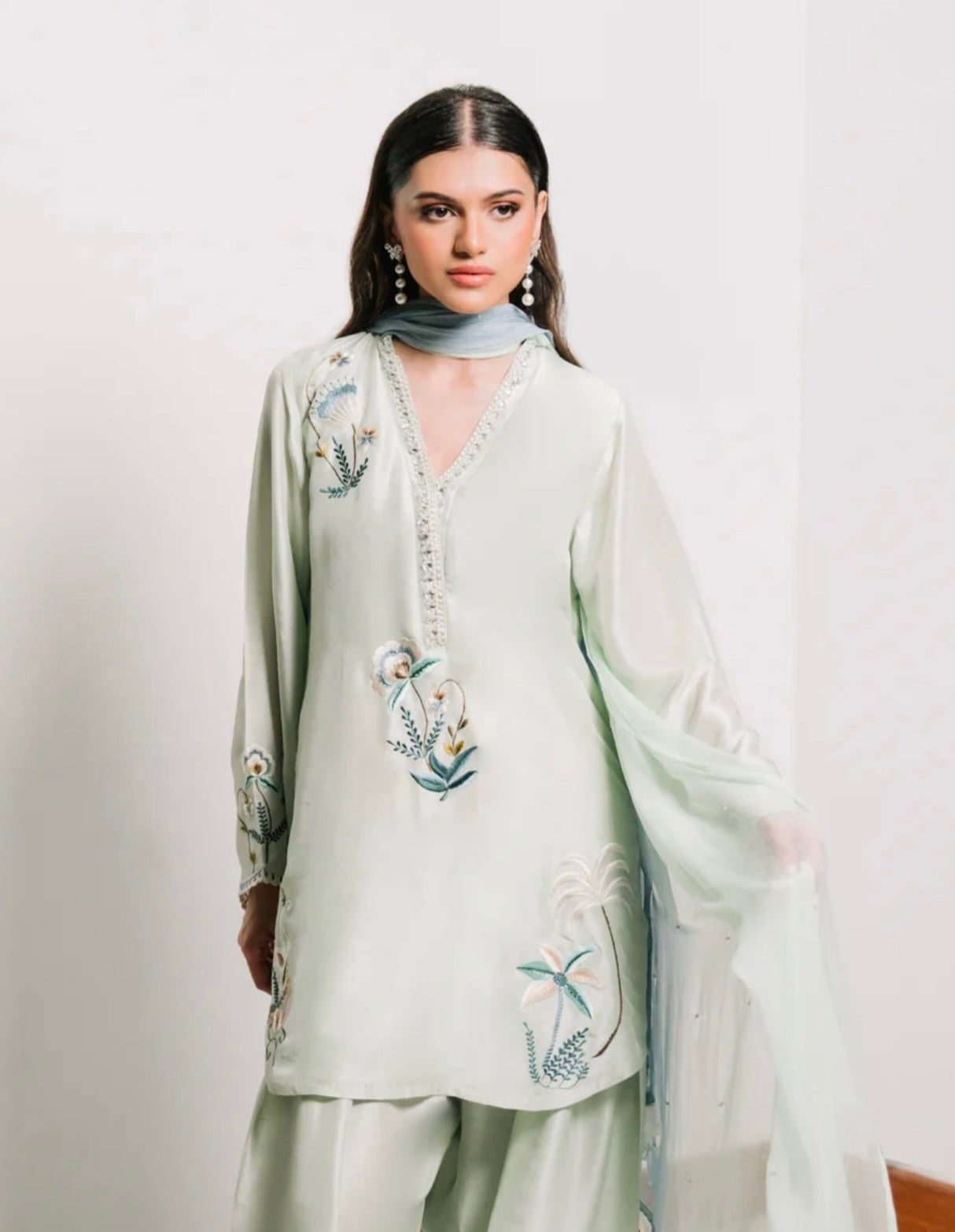 Mint Floral Silk Formal