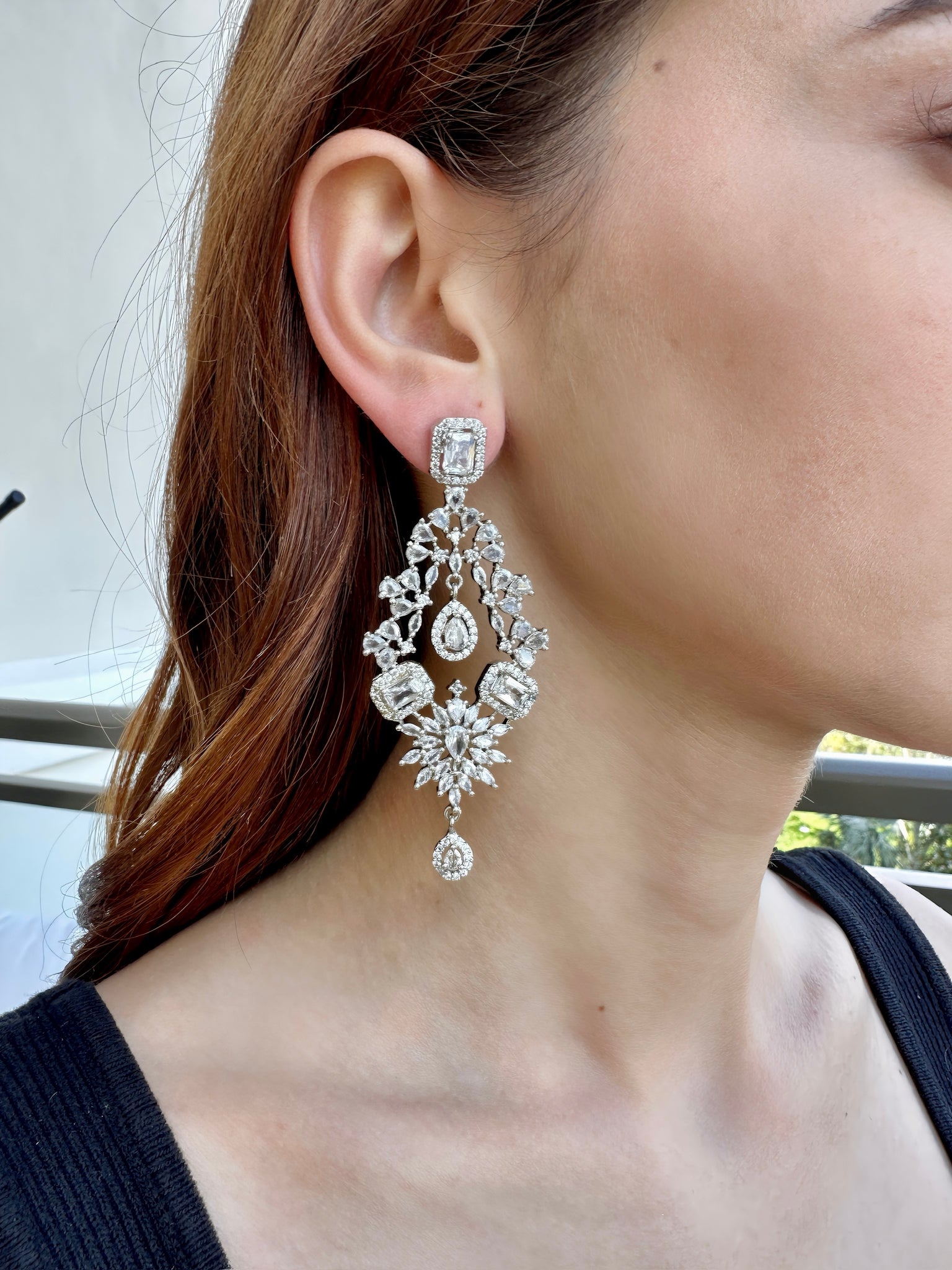 Diamondesque Cluster Cutout Earrings