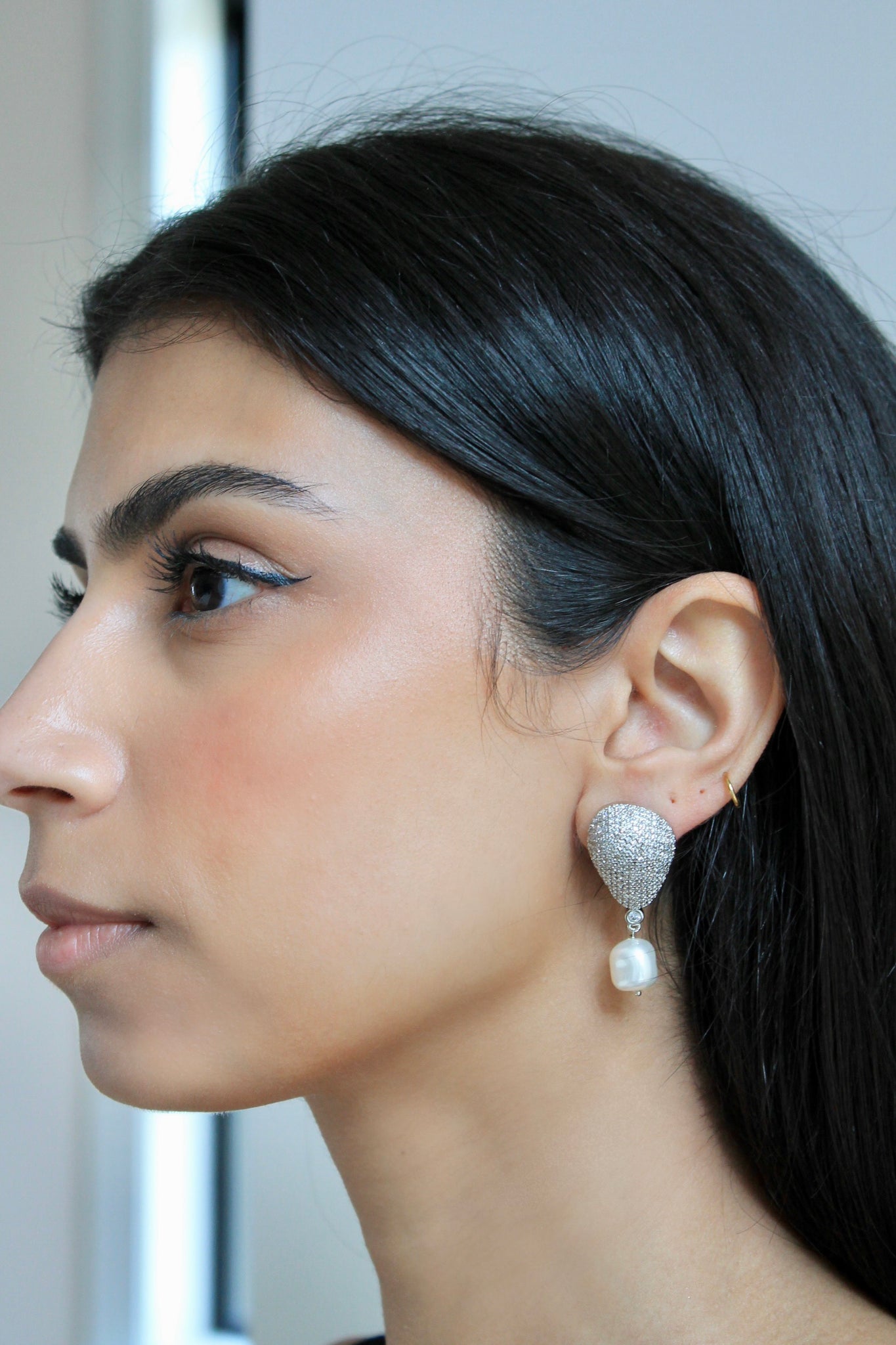 Pave Diamondesque Pearl Drop Earrings