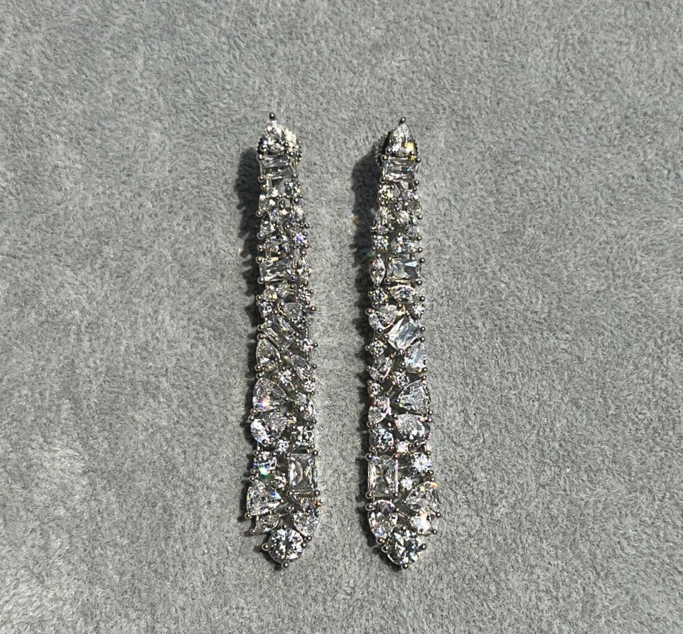 Multi Stone Diamondesque Longline Earrings