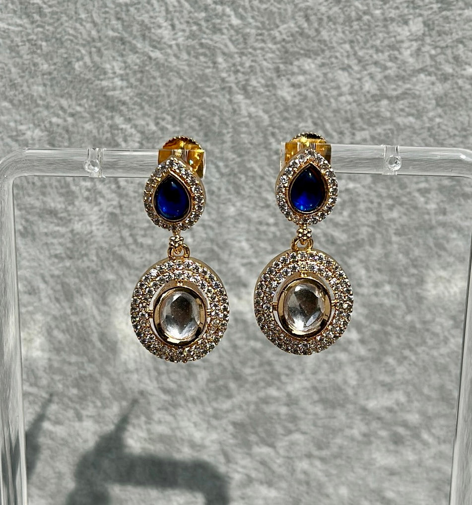 Uncut Diamondesque Sapphire Drop Earrings