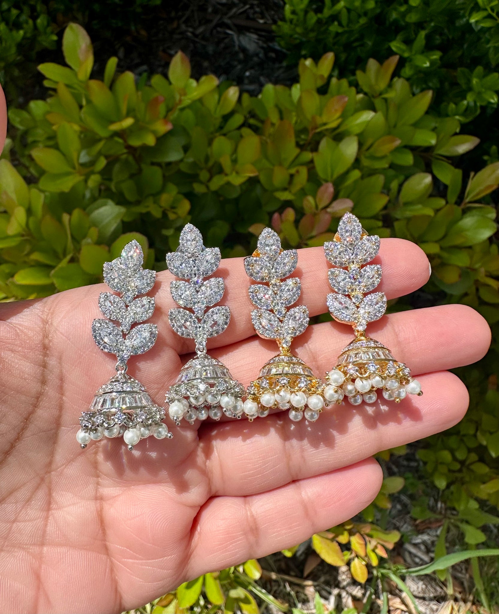 Diamondesque Leafy Jhumka Earrings