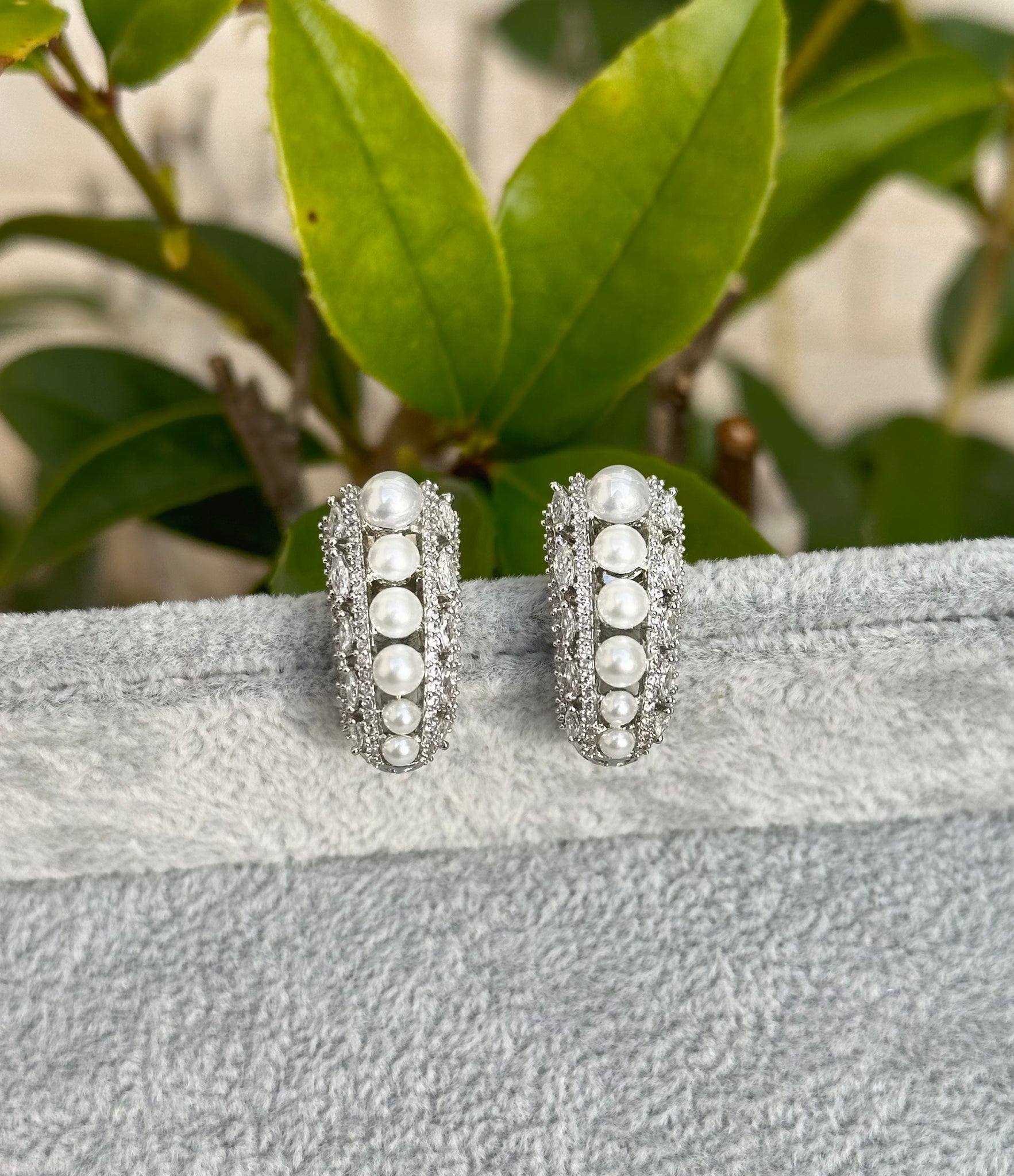 Pearl & Diamondesque Loop Earrings