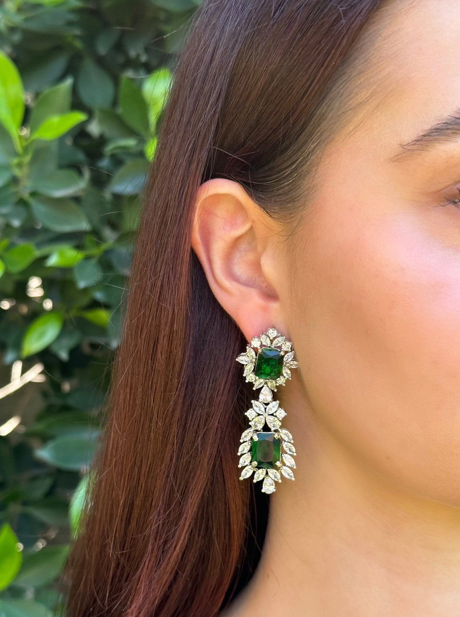 Emerald Princess Cut Earrings