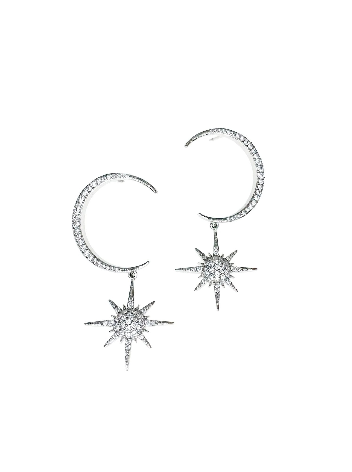 Moon and Star Earrings front view