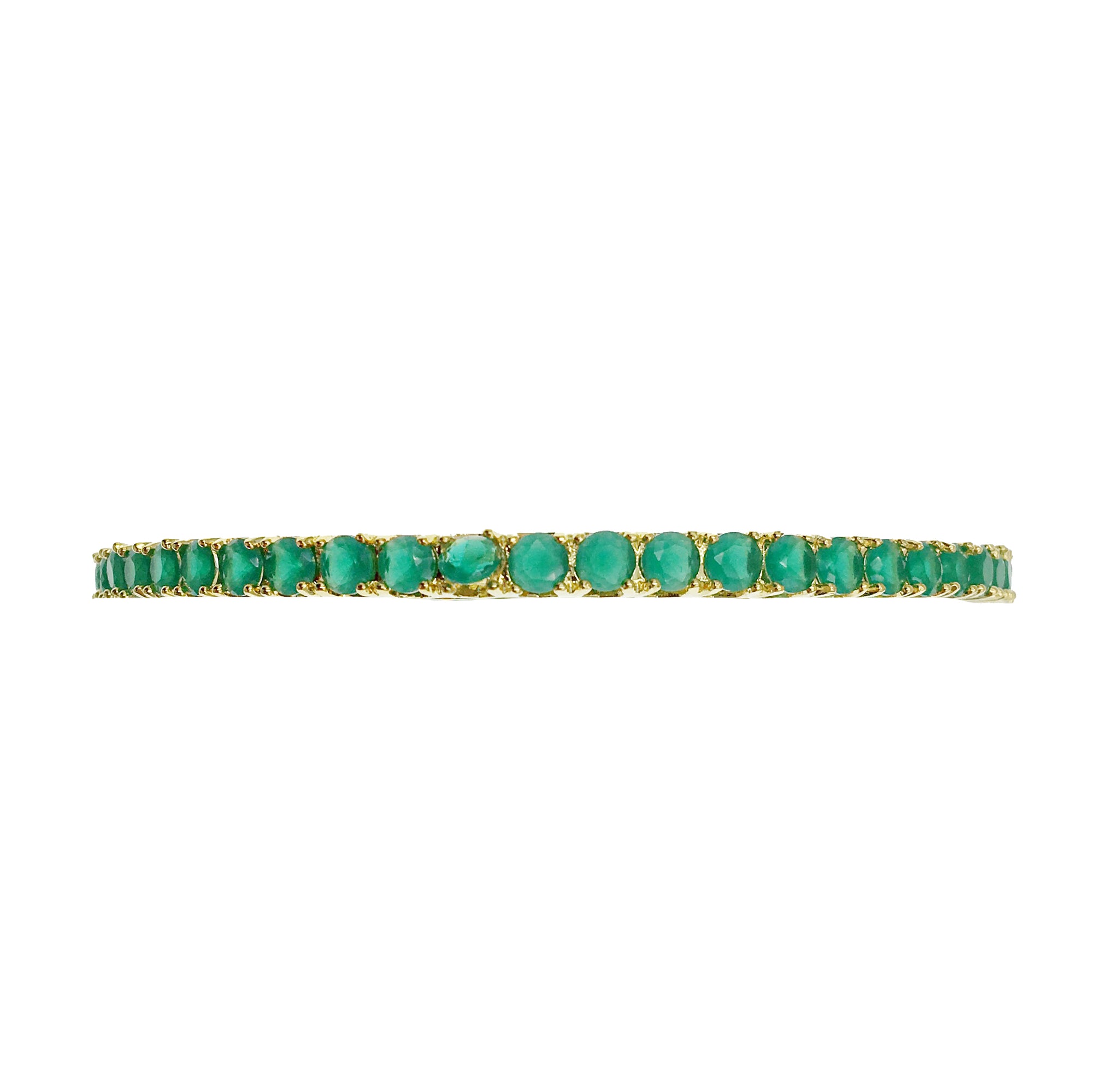 Emerald solitaire bangle front view