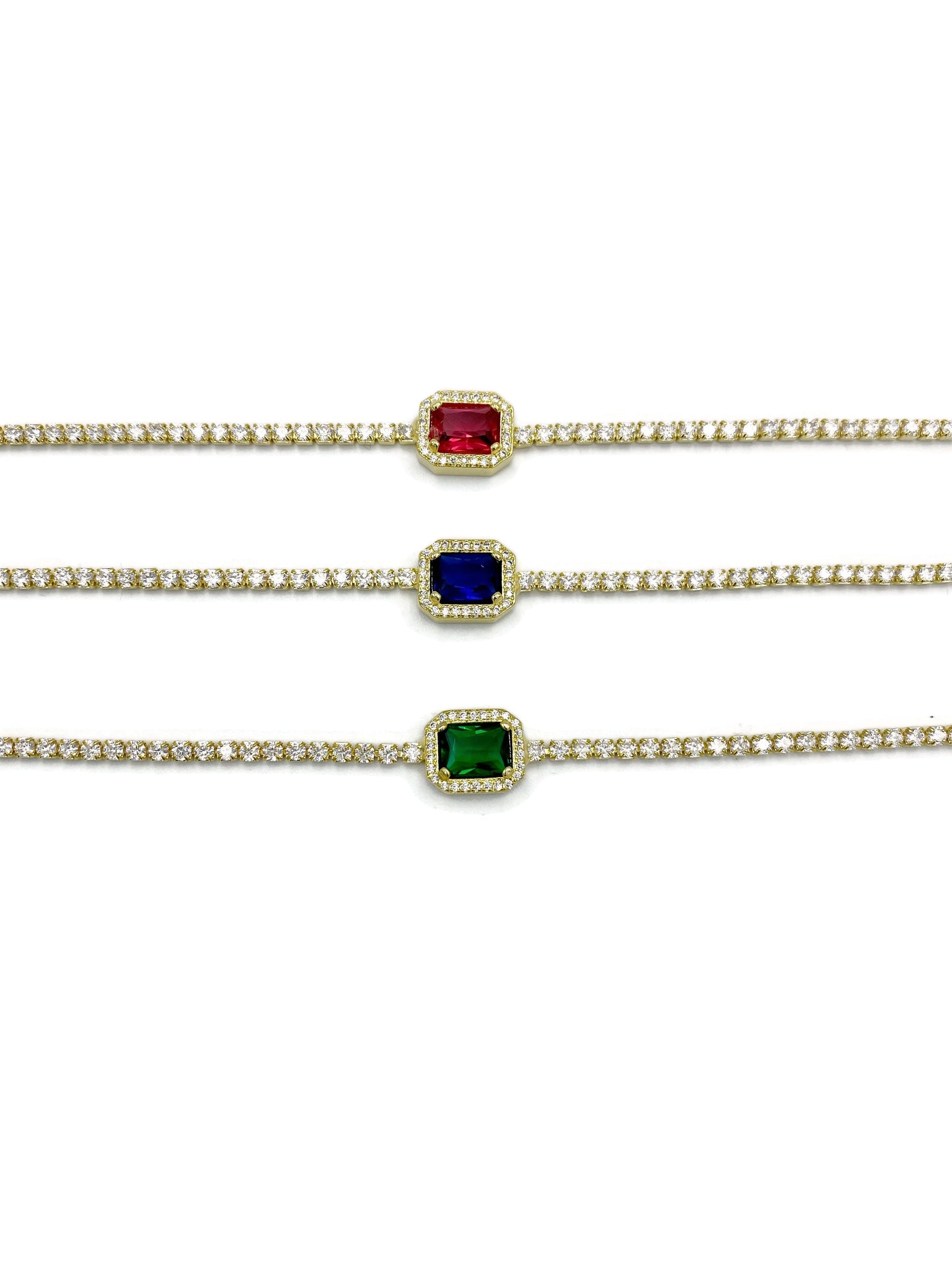 Dainty Line Center Gem Choker Necklace stacked close up