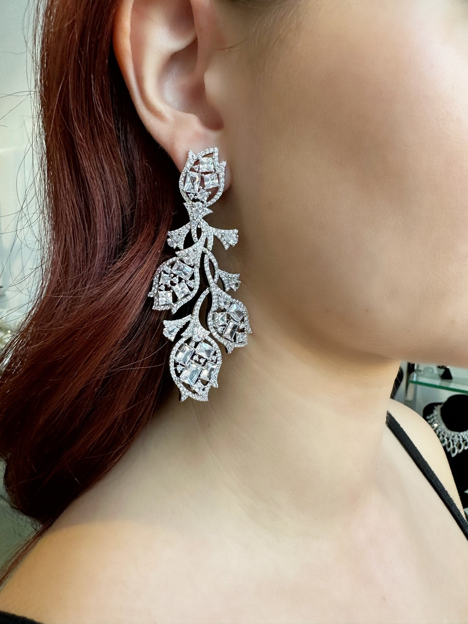 Diamondesque Rosebud Cluster Earrings