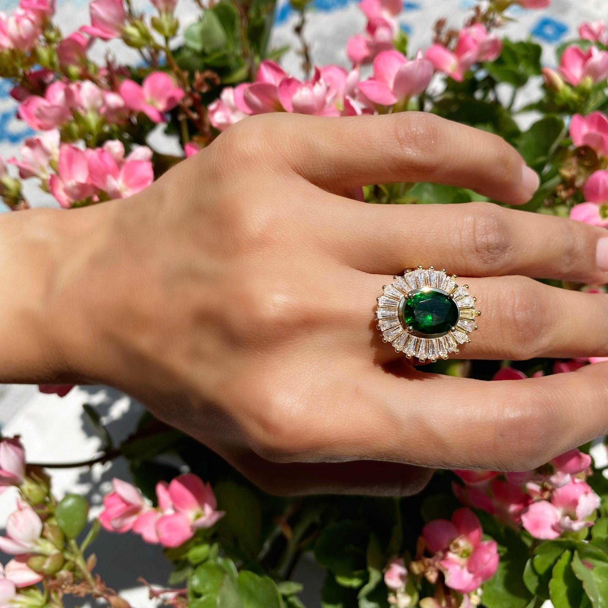 Sunbeams Emerald Oval Ring