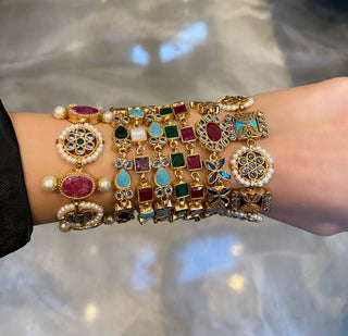 Ruby Stone Square bracelet on model