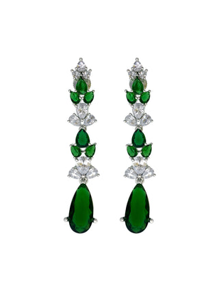Emerald Diamondesque Cascading Jewels Earrings close up