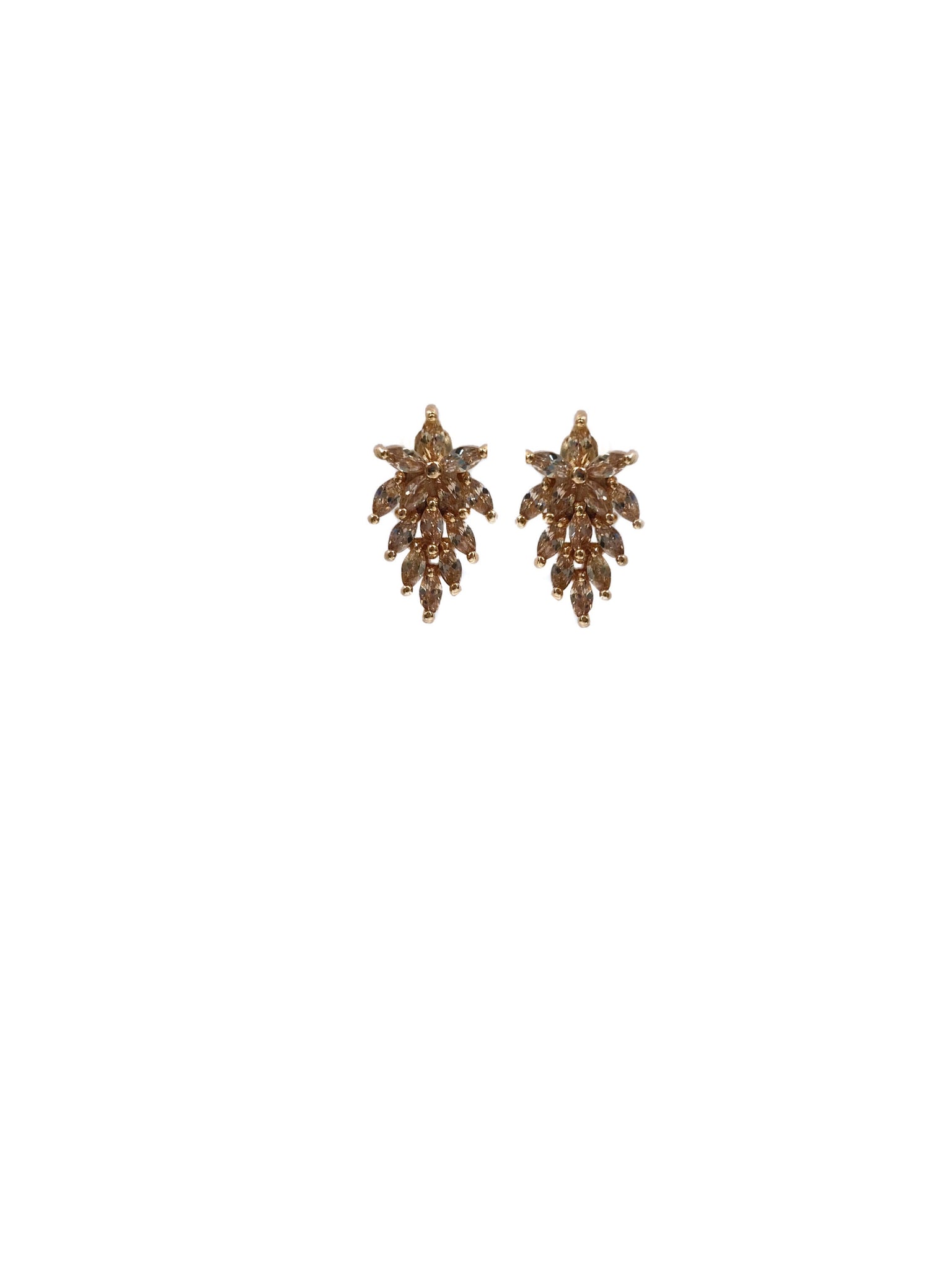 Leafy stud earrings clear front view