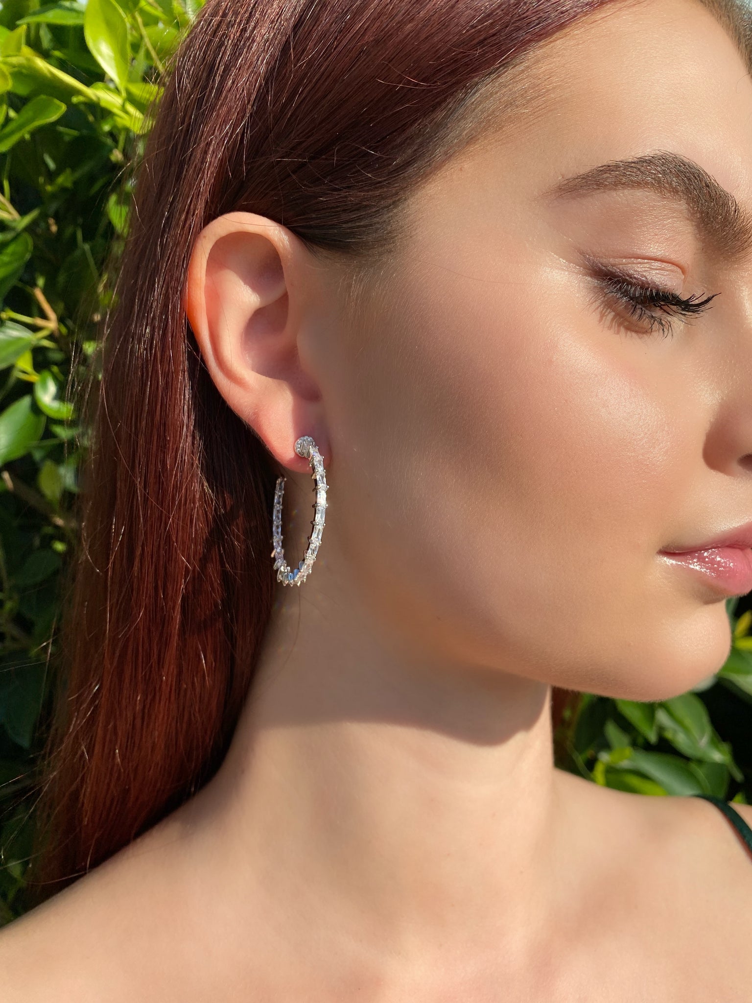 Diamondesque Baguette Hoop Earrings