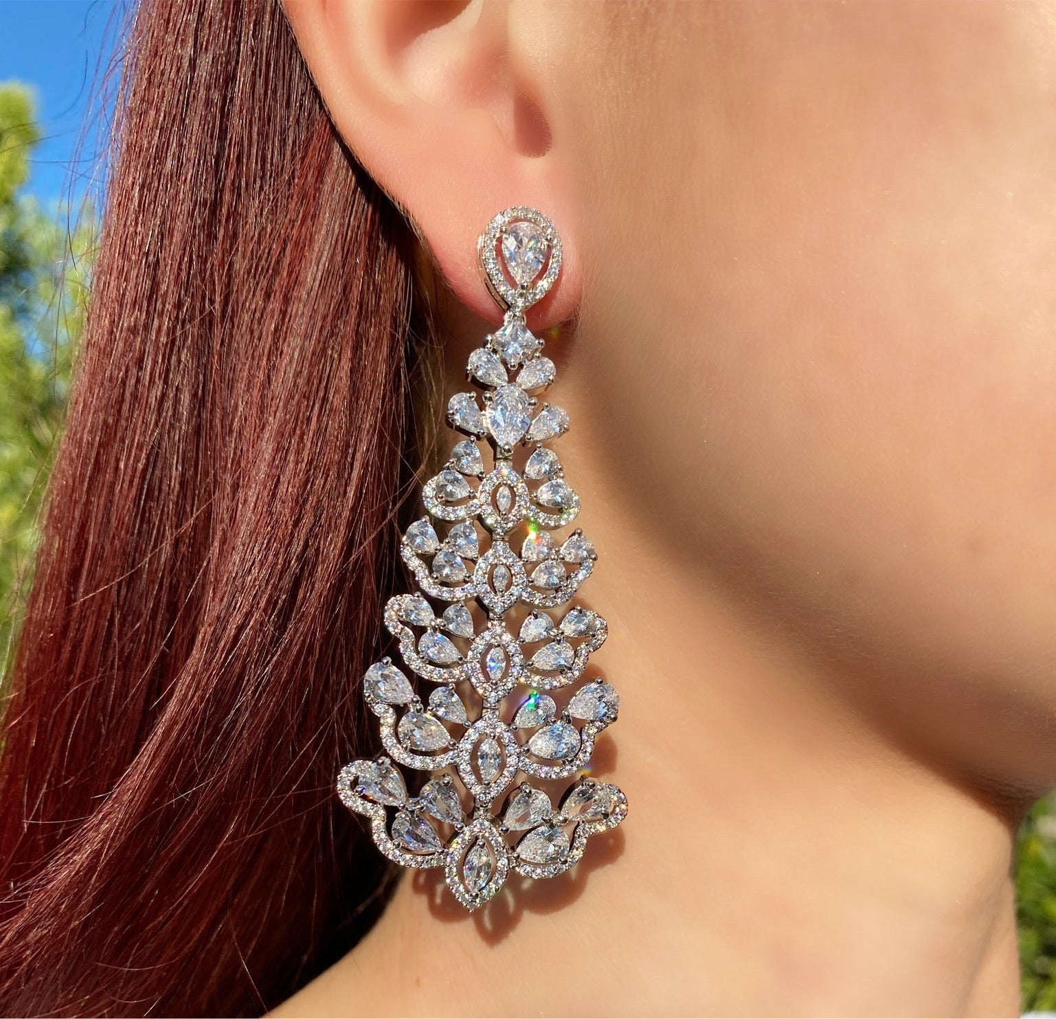 Diamondesque Flowering Vine Earrings
