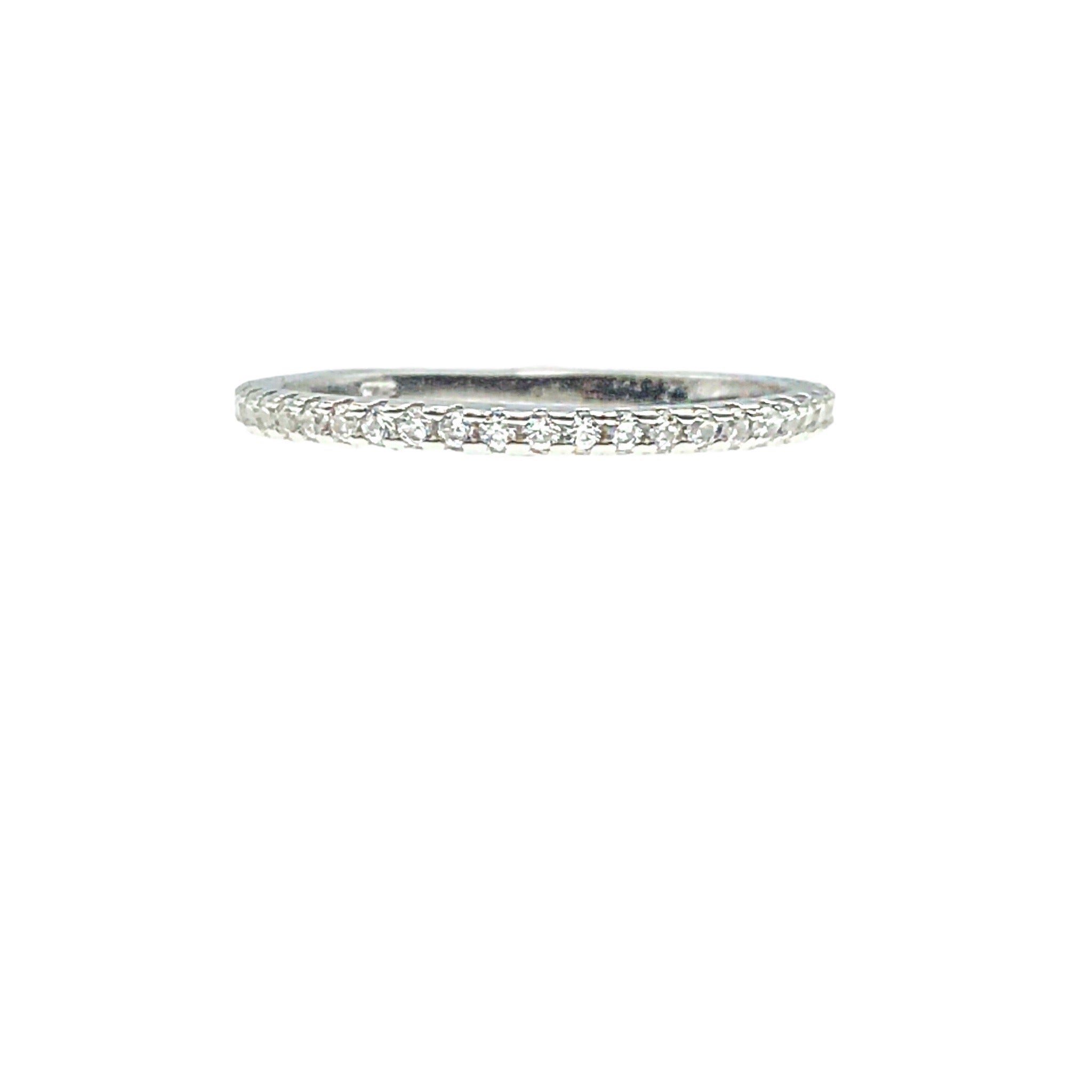 Dainty eternity band ring platinum plated front view