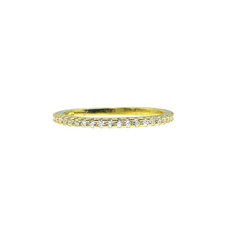 Dainty enternity band ring yellow gold front view