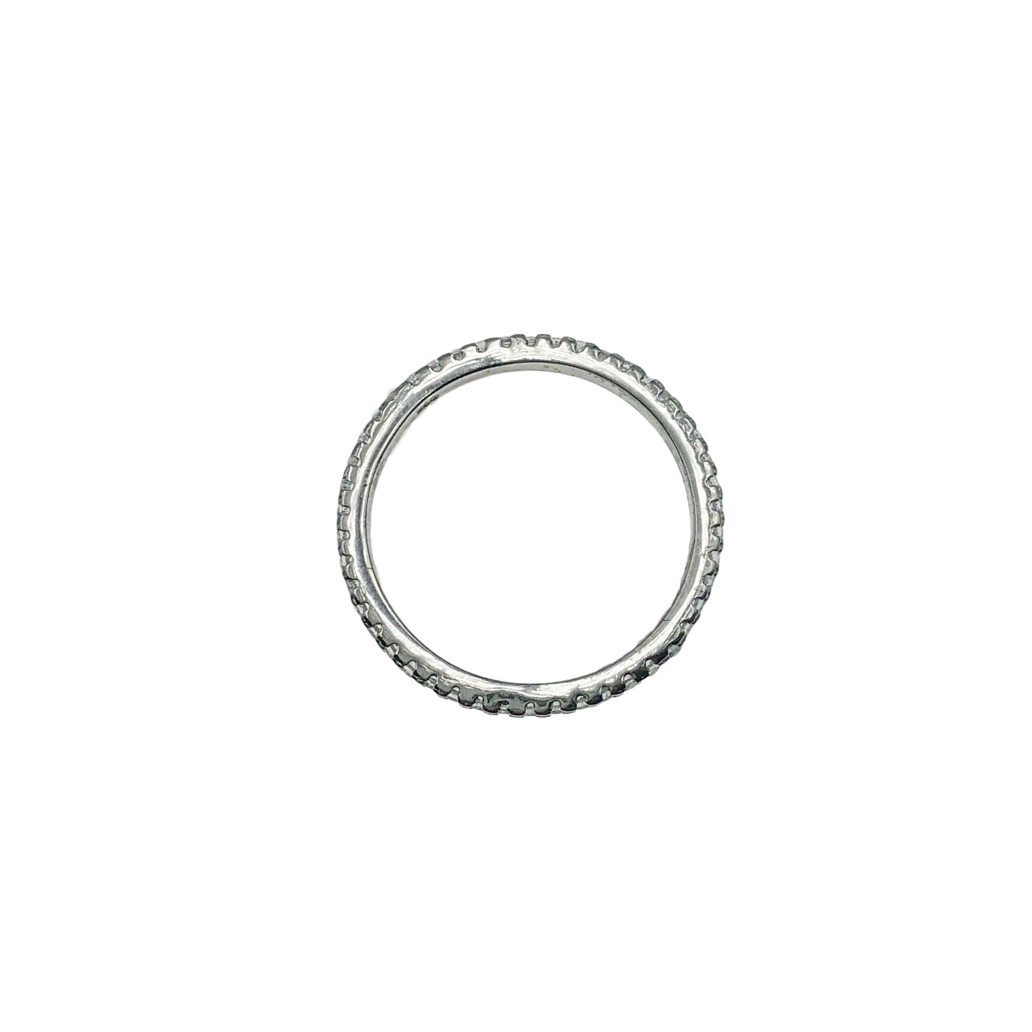 Dainty eternity band ring platinum plated side view