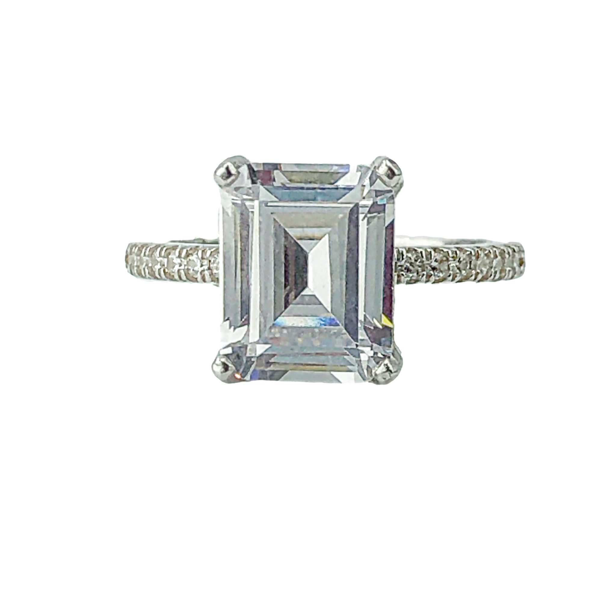 Emerald cut solitaire ring front view 