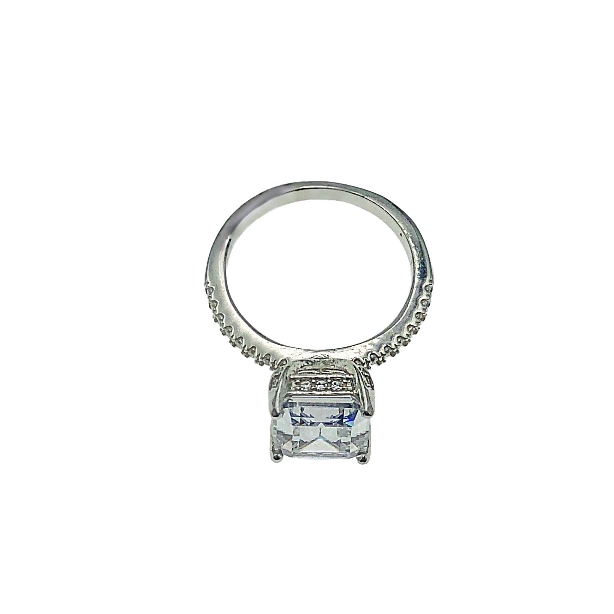 Emerald cut solitaire ring full view
