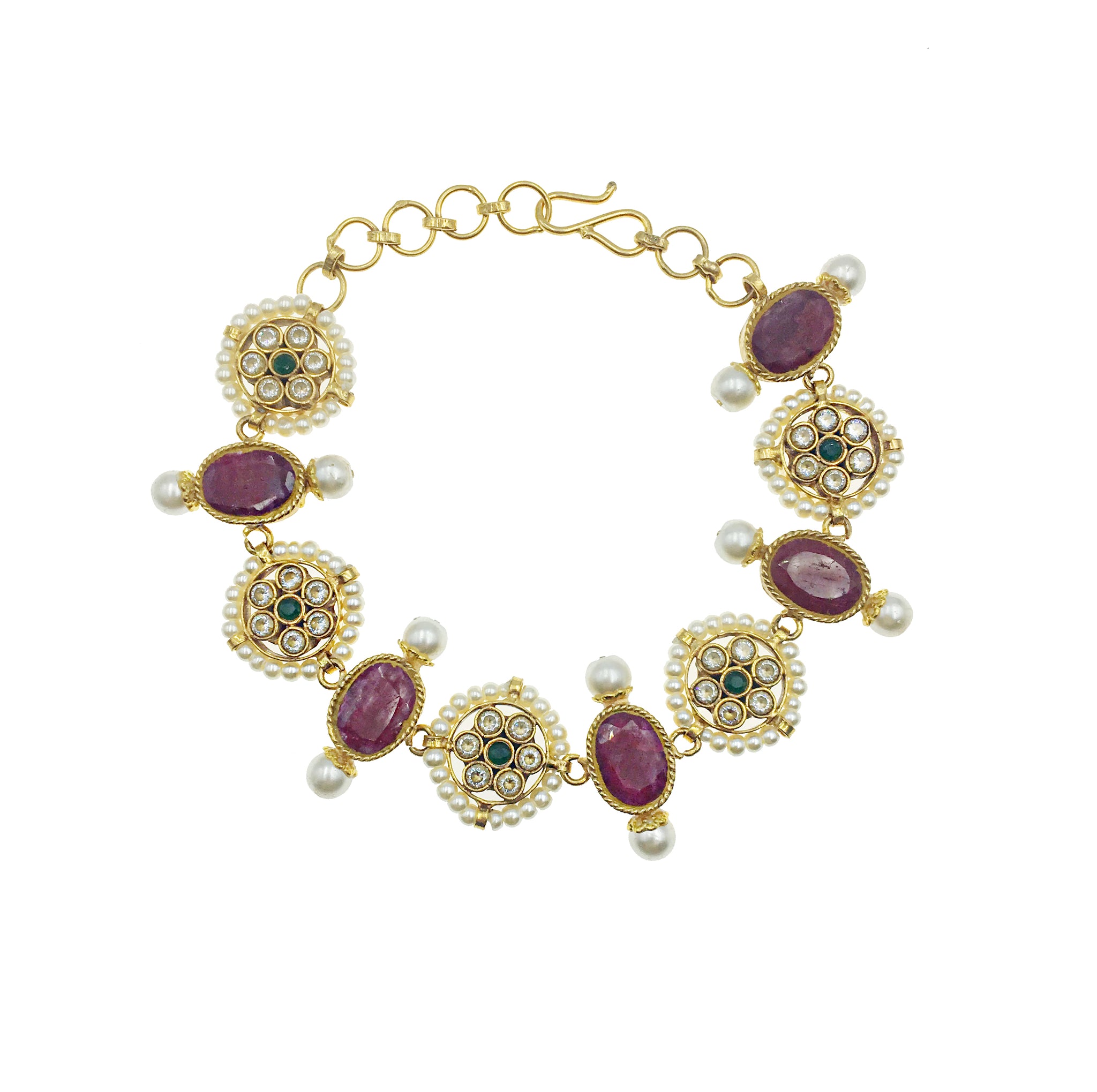 Ruby & Pearl Circle Bracelet