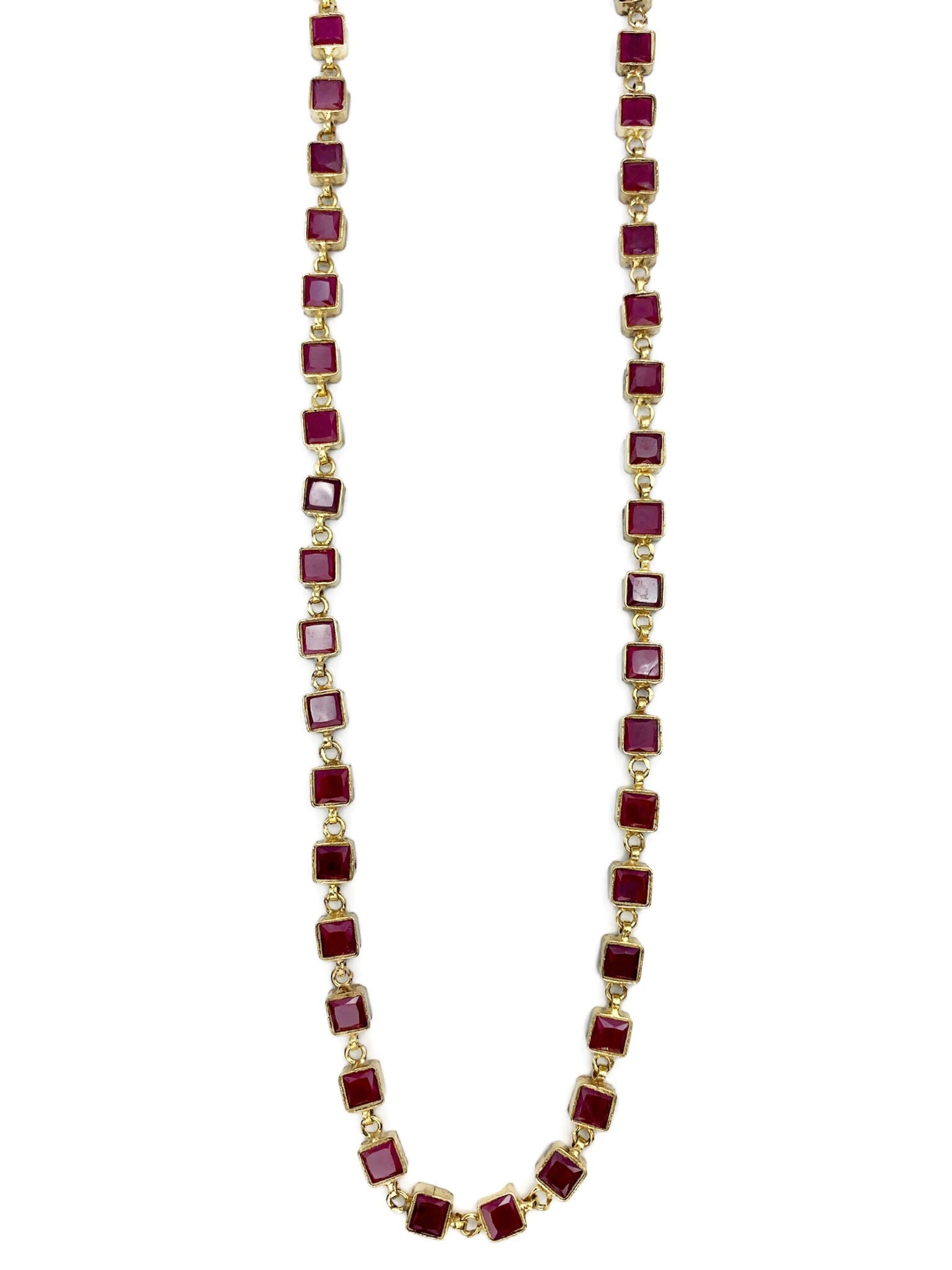 Ruby Stone Square Necklace
